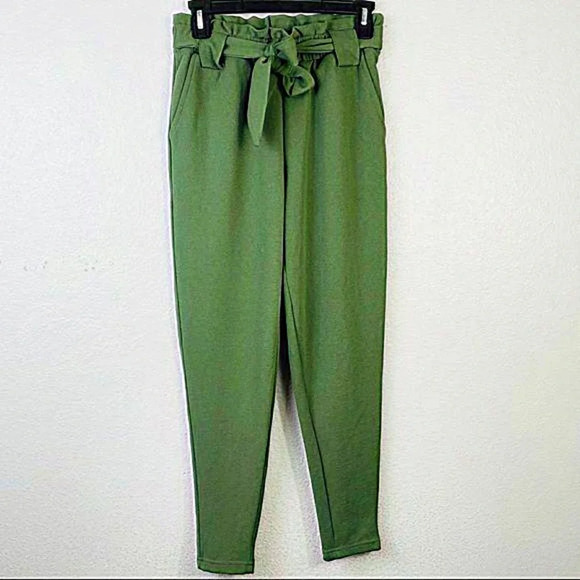 PINK‎ DOT Olive Green Paper Bag Pants Size Small - Picture 3 of 8